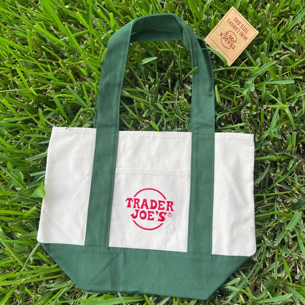 Mini trader Joe's tote bag moss green dark new - Picture 3 of 5